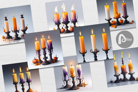 Digital Paper Candlesticks Halloween Digital Pattern artnoy 