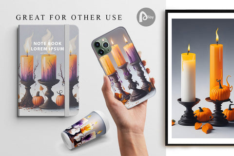 Digital Paper Candlesticks Halloween Digital Pattern artnoy 