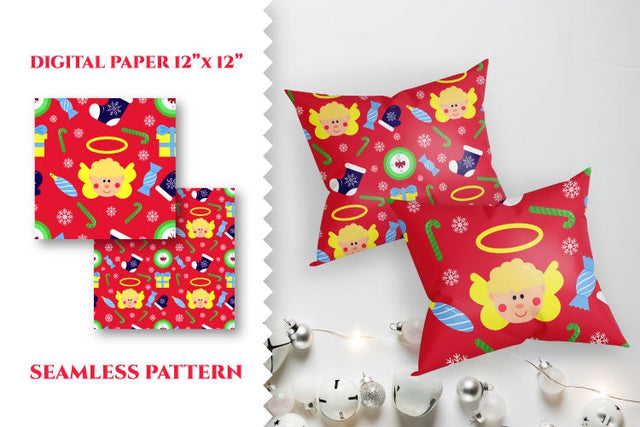 Digital paper Christmas angel, seamless pattern. SVG Angelina Semenova 