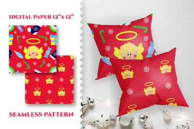 Digital paper Christmas angel, seamless vector pattern. SVG Angelina Semenova 