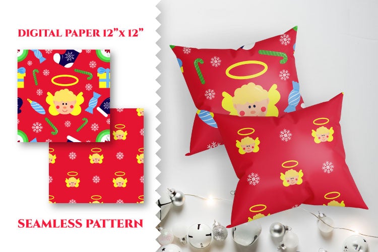 Digital paper Christmas angel, seamless vector pattern. SVG Angelina Semenova 