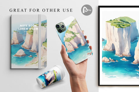 Digital Paper Coastal Cliffs Landscape Digital Pattern artnoy 