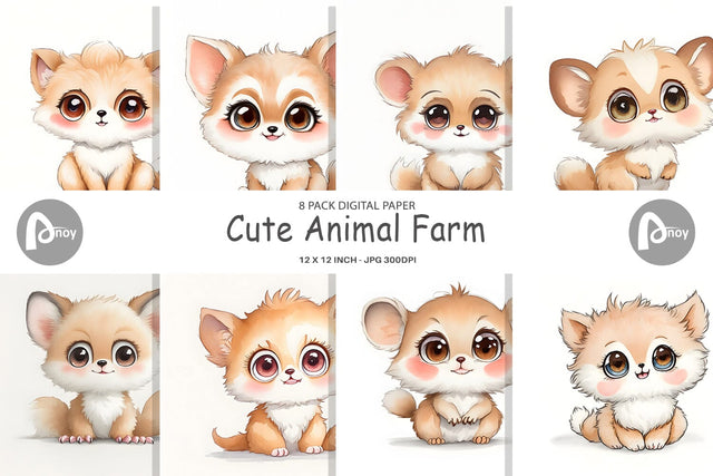 Digital Paper Cute Animal Farm Digital Pattern artnoy 