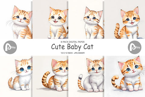 Digital Paper Cute Baby Cat Digital Pattern artnoy 