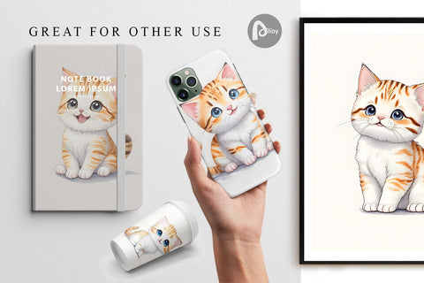 Digital Paper Cute Baby Cat Digital Pattern artnoy 