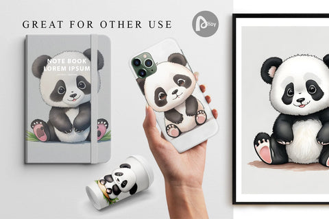 Digital Paper Cute Baby Panda Digital Pattern artnoy 