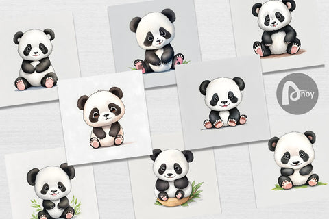 Digital Paper Cute Baby Panda Digital Pattern artnoy 