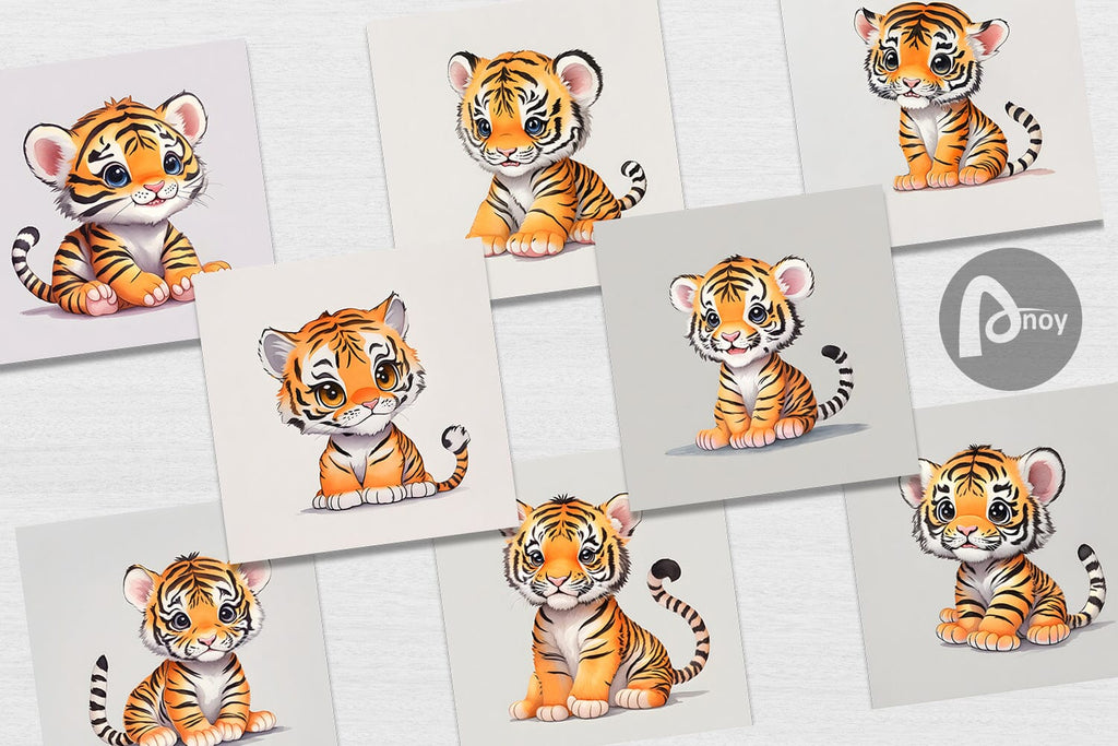 Digital Paper Cute Baby Tiger - So Fontsy