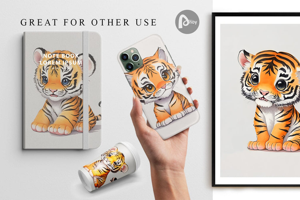 Digital Paper Cute Baby Tiger - So Fontsy