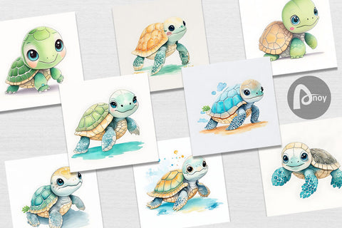 Digital Paper Cute Baby Turtle Digital Pattern artnoy 