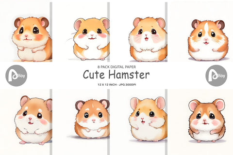 Digital Paper Cute Hamster Digital Pattern artnoy 