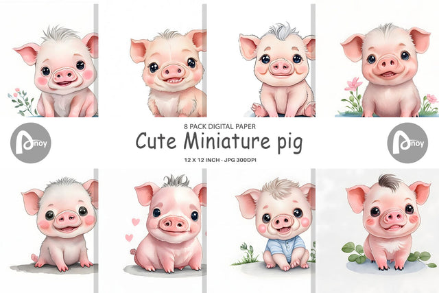 Digital Paper Cute pig Digital Pattern artnoy 