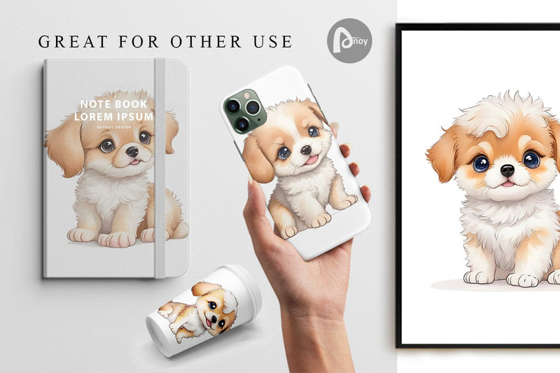 Digital Paper Cute Puppy - So Fontsy