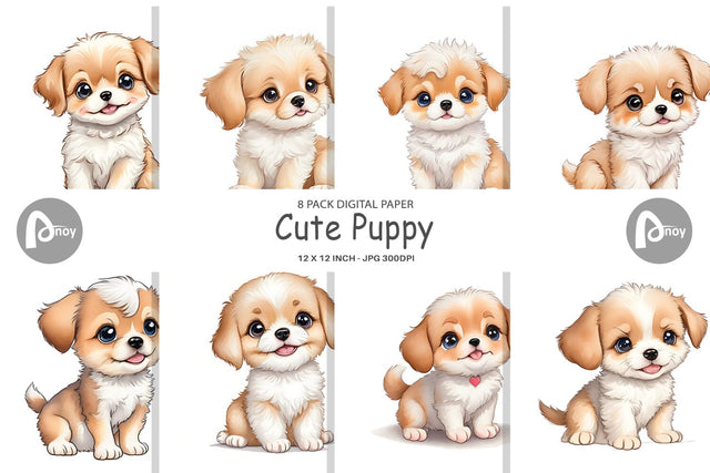 Digital Paper Cute Puppy Digital Pattern artnoy 