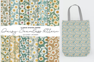 Digital Paper Daisy Seamless Patterns Digital Pattern artnoy 