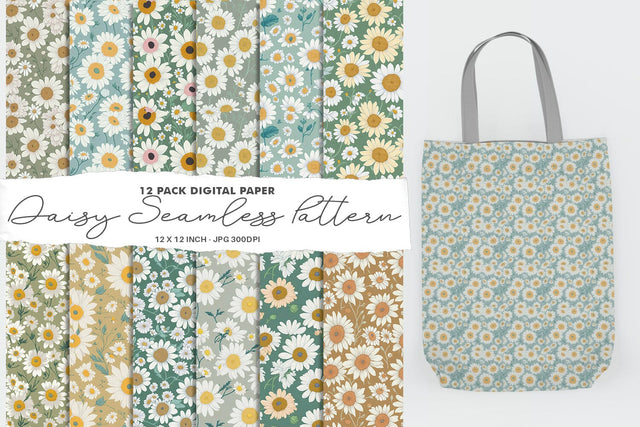 Digital Paper Daisy Seamless Patterns Digital Pattern artnoy 