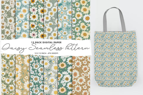 Digital Paper Daisy Seamless Patterns Digital Pattern artnoy 