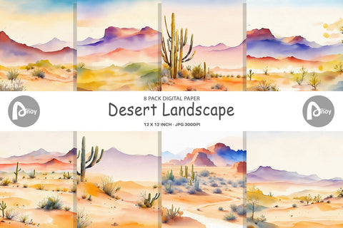 Digital Paper Desert Landscape Digital Pattern artnoy 