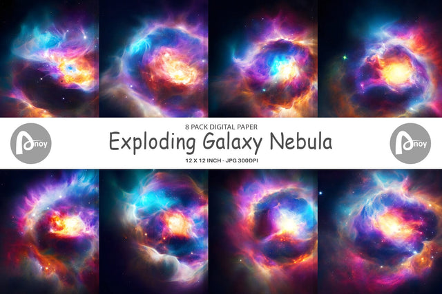 Digital Paper Exploding Galaxy Nebula Digital Pattern artnoy 