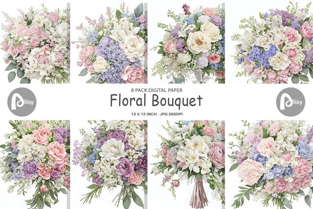 Digital Paper Floral Bouquet Digital Pattern artnoy 