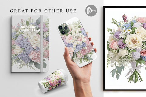 Digital Paper Floral Bouquet Digital Pattern artnoy 