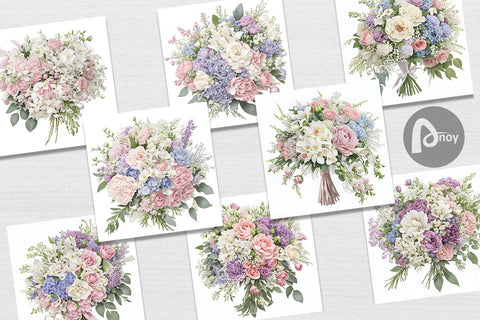 Digital Paper Floral Bouquet Digital Pattern artnoy 