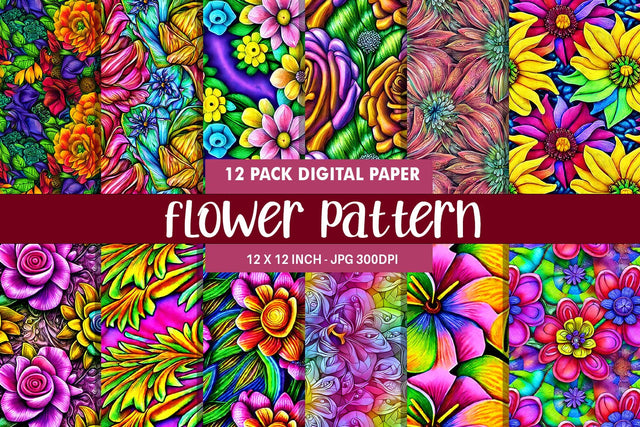 Digital paper flower illustration seamless pattern Digital Pattern artnoy 