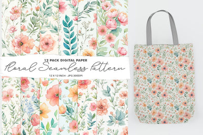 Digital paper Flower Watercolor Seamless Pattern Digital Pattern artnoy 