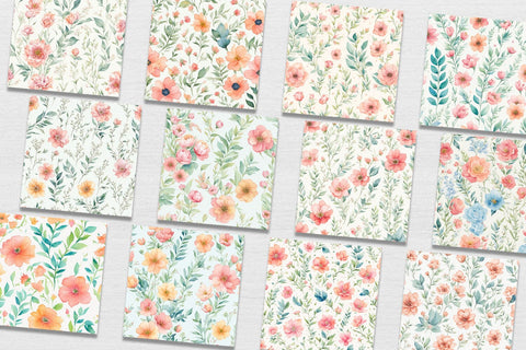 Digital paper Flower Watercolor Seamless Pattern Digital Pattern artnoy 