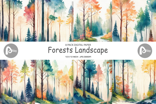 Digital Paper Forests Landscape Digital Pattern artnoy 