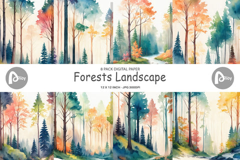 Digital Paper Forests Landscape Digital Pattern artnoy 