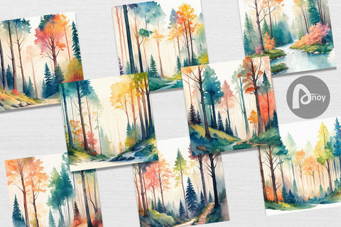 Digital Paper Forests Landscape Digital Pattern artnoy 