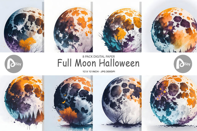Digital Paper Full Moon Halloween Digital Pattern artnoy 