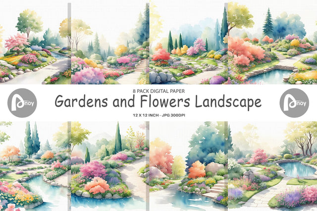 Digital Paper Gardens and Flowers Digital Pattern artnoy 