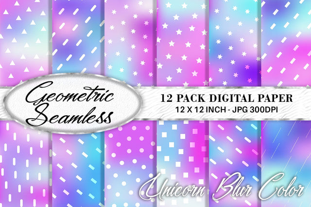 Digital Paper geometric pattern with gradient Unicorn color background Digital Pattern artnoy 