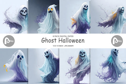 Digital Paper Ghost Halloween Digital Pattern artnoy 