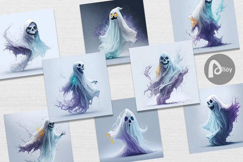 Digital Paper Ghost Halloween Digital Pattern artnoy 