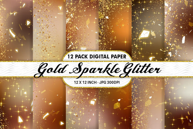 Digital Paper gold sparkle glitter and gradient brown color background Digital Pattern artnoy 