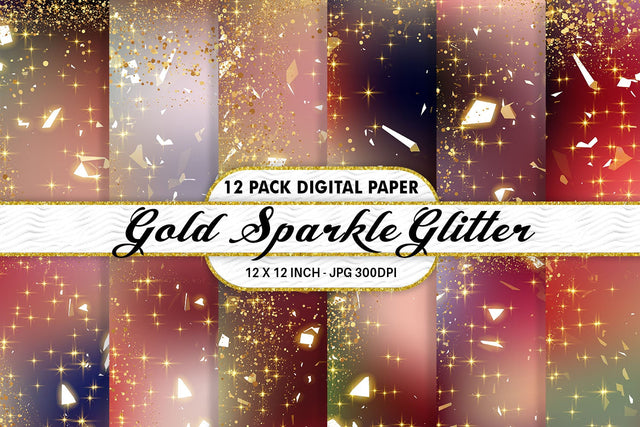 Digital Paper gold sparkle glitter and gradient colorful background Digital Pattern artnoy 