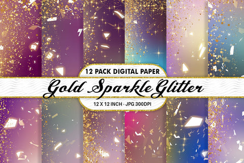 Digital Paper gold sparkle glitter and gradient Iridescent color background Digital Pattern artnoy 