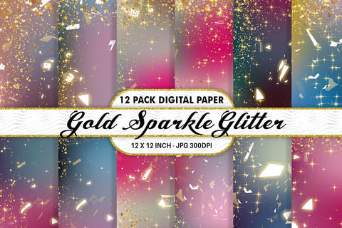 Digital Paper gold sparkle glitter and gradient pink color background Digital Pattern artnoy 