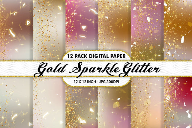 Digital Paper gold sparkle glitter and gradient pink color background Digital Pattern artnoy 