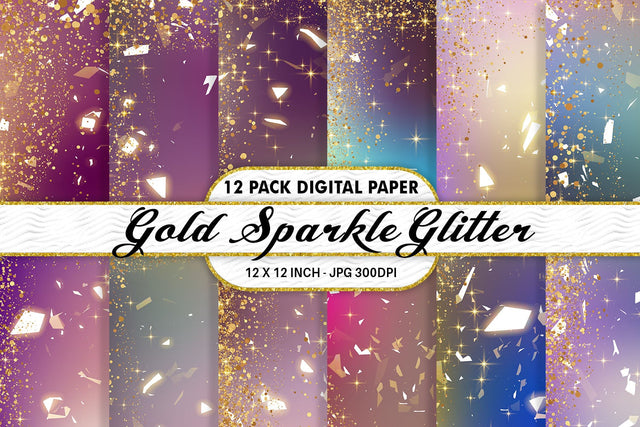Digital Paper gold sparkle glitter and gradient purple color background Digital Pattern artnoy 