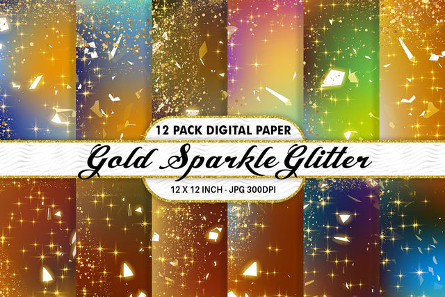 Digital Paper gold sparkle glitter and gradient rust color background Digital Pattern artnoy 