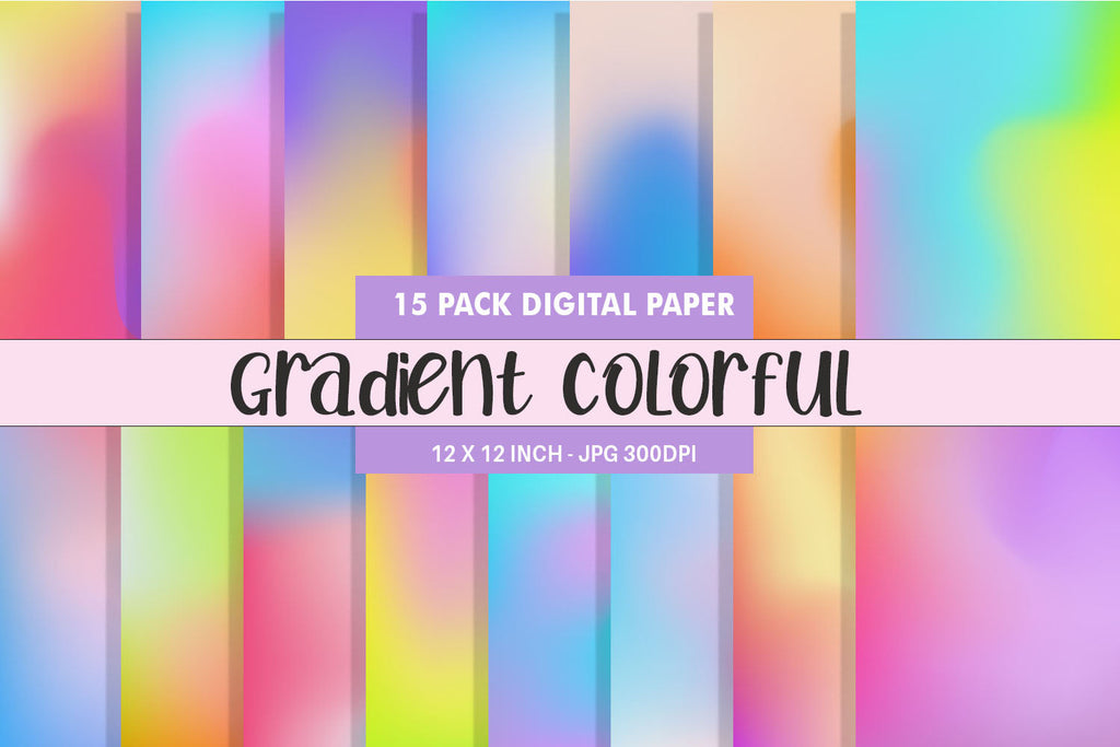 Digital paper Gradient bright color background - So Fontsy
