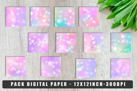 Digital paper gradient color unicorn bokeh background Digital Pattern artnoy 