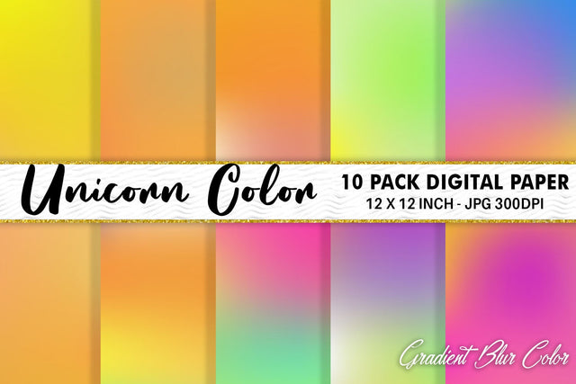 Digital Paper gradient unicorn bright color background Digital Pattern artnoy 