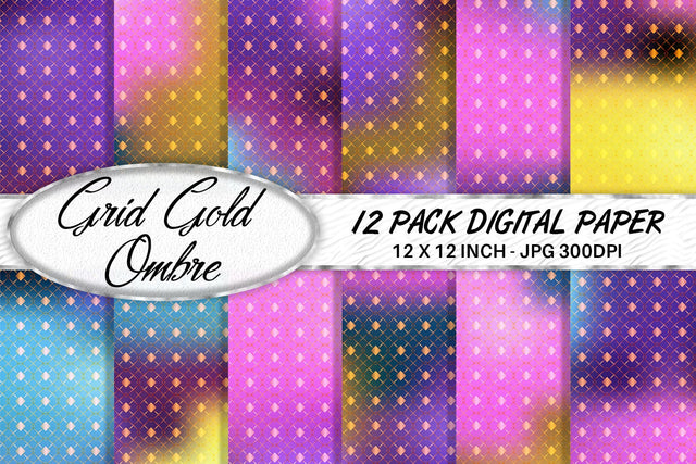 Digital paper Grid pattern and blue pink gradient background Digital Pattern artnoy 