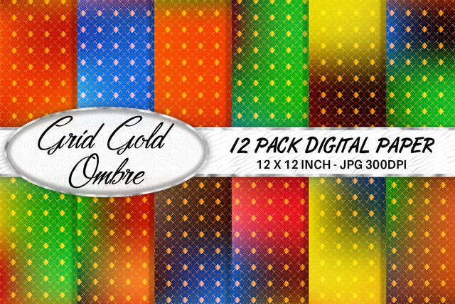 Digital paper Grid pattern and colorful gradient background Digital Pattern artnoy 