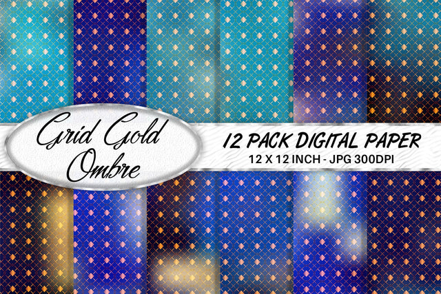 Digital paper Grid pattern and gradient blue background Digital Pattern artnoy 